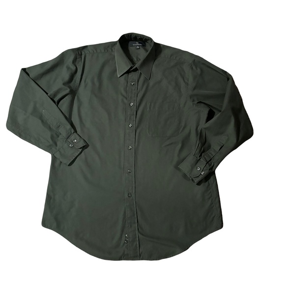 Men's vintage army green button up size 16 1/2 34/35 euc - Picture 1 of 3